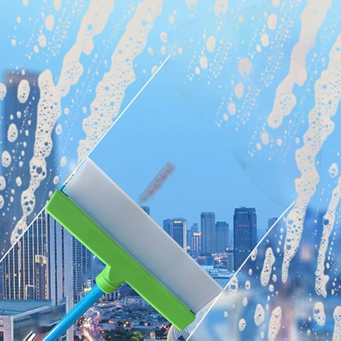 Aqua Blade 3-in-1 Window Cleaning Tool with Raznave Squeegee, Rotatable Rubber Blade, and Microfiber Scrubber – Streak-Free Glass and Mirror Cleaner
