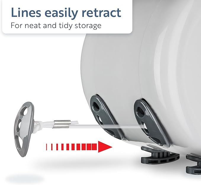 Minky Homecare Outdoor Retractable Dual Clothesline - Heavy Duty PVC Coated Line - Energy and Space Saving Removable Laundry Drying Line - 2 x 49 Feet