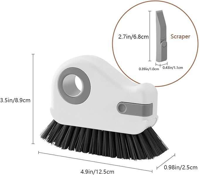 Groove Cleaning Brush 2 in 1 Grout Cleaner Tool Grip Brush Hard Bristle Crevice Cleaning Brush for Sliding Door Track, Window Sill, Window Seal (Orange)