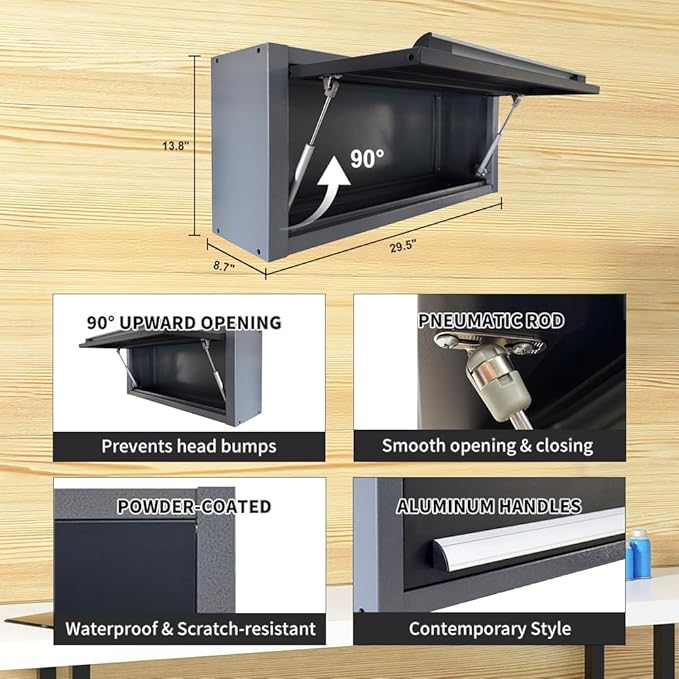 Garage Cabinets and Storage Set with Wood Workbench for Mechanics, No Drill Required