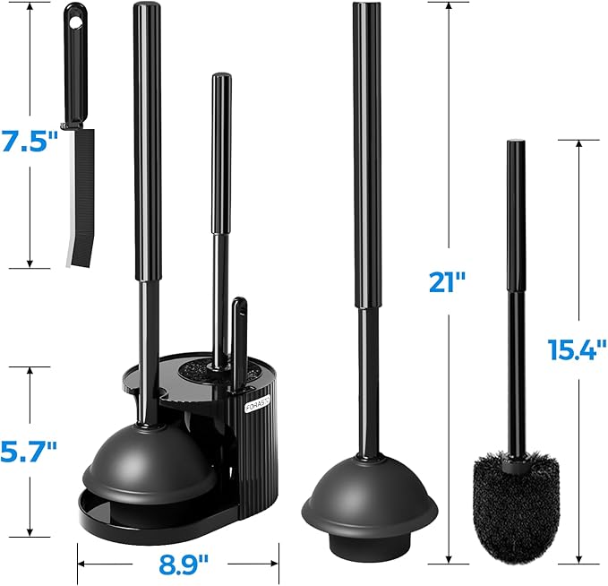 3 in 1 Toilet Brush and Plunger Set,Toilet Bowl Brush Plunger Set,Toilet Brush Plunger Combo,Cleaning Brush,Cleaning Supplies, Crevice Cleaning Brush, Bathroom Cleaning Tools