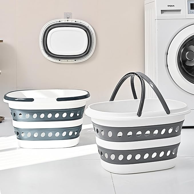 Compact Collapsible Laundry Basket, Small Size Pop-Up Hamper Perfect for Bedroom Side,Bathroom,Travel, Not for Large Families, Foldable with Handle, Measures 16 x 12.5 x 9.5 In, (Gray)