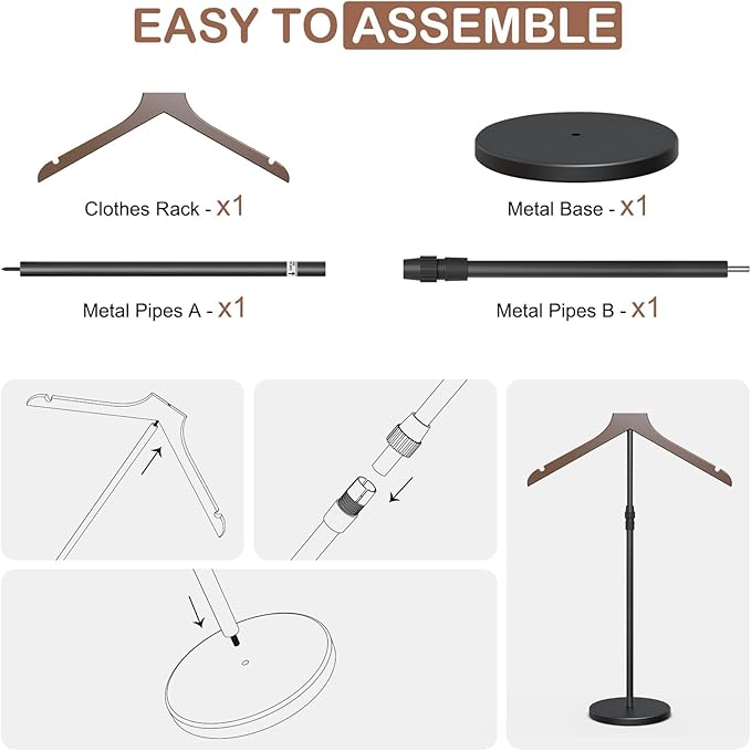 2 Pack Shirt Display Stand, 18-34 Inch Height Adjustable Mannequin Torso for Vendors Shop, More Stable Dress Form Mannequin Stand Clothes Rack, T Shirt Display Holder Jacket Coat Hanger, Black