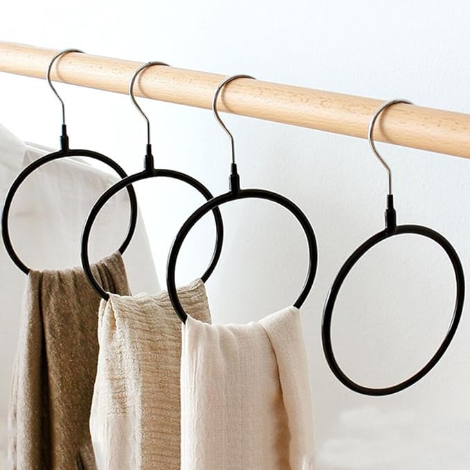 BESPORTBLE Metal Scarf Holder Rings 6pcs Plastic-Coated Metal Storage Hooks for Closet Organization Necktie and Scarf Rack Wardrobe Accessory Organizer for Home Use