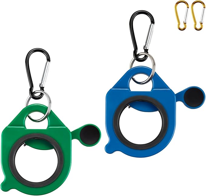 Zip Tie Holder, 2 Pack Green & Blue Reusable Cable Tie Holder, No.5 Carabiner, ABS Plastic, Outdoor Use, Heavy Duty Ziptie Organizer Clip for Electrician Tool Belt Wrap Storage Container