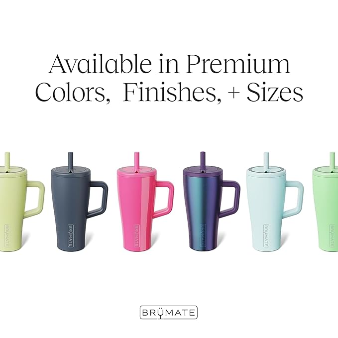 BrüMate Era 20 oz Tumbler with Handle and Straw | 100% Leakproof Insulated Tumbler with Lid and Straw | Made of Stainless Steel | Cup Holder Friendly Base | 20oz (Violet Crush)