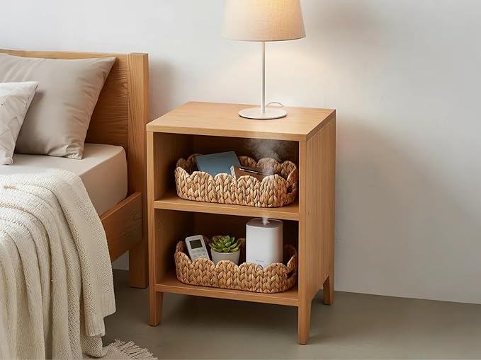 Toilet Tank Basket,Toilet Paper Storage Basket Bathroom Counter Organizer Wicker Baskets for Organizing,Holds Up to 3 Mega Rolls,Natural Water Hyacinth Boho Decor Bathroom