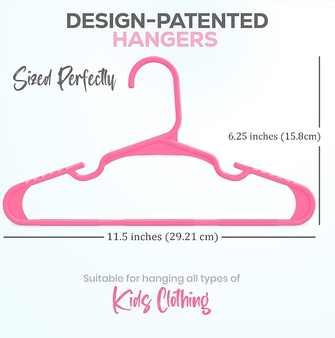 Utopia Home 40 Pack Kids Hangers - 11.5 Inch Plastic Baby Hangers for Closet - Childrens Hanger for Clothes & Infant Hanger for Closet - for Everyday Standard Use (Pink)