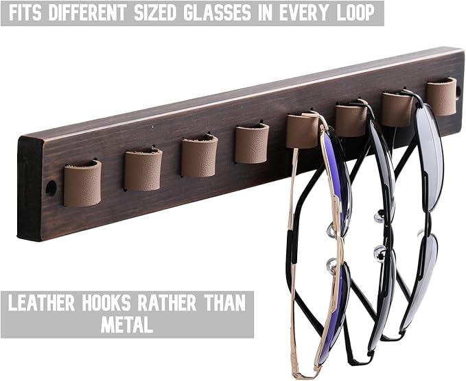 Gifts for Men Sunglass Organizer Wall Mounted Sunglasses Rack Wood Sun Glasses Holder for Multiple Glasses Hanger Storage Unique Birthday Gifts for Husband Dad