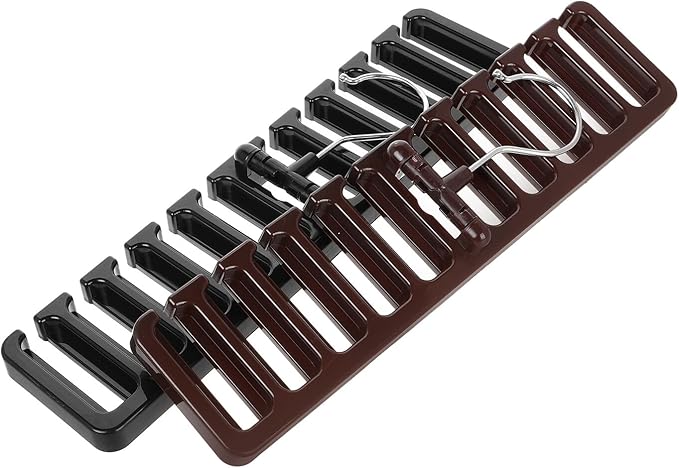 BESPORTBLE 2pcs Tie and Belt Organizer Hanger with Scarf Holder Hooks, Space-Saving Closet Accessory Rack for Home Storage, Black and Brown