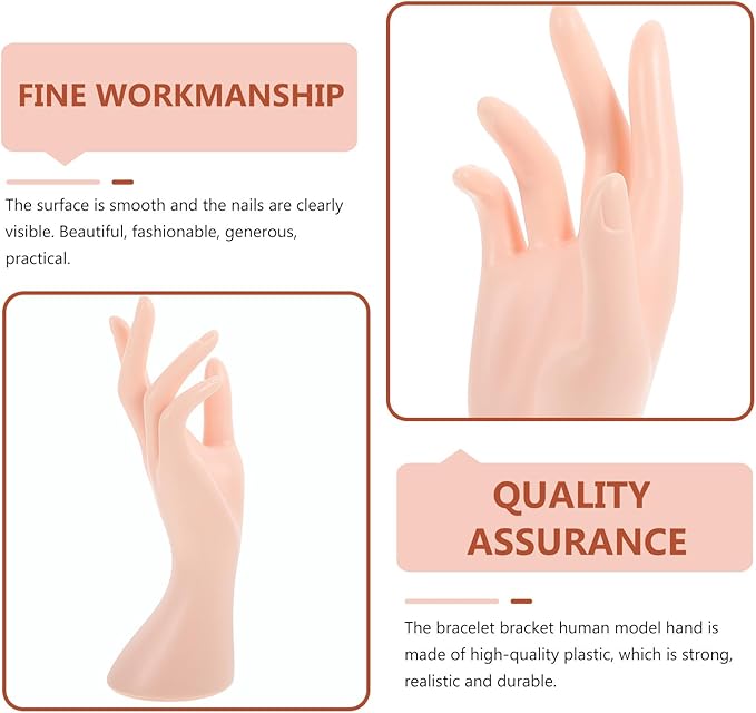 Uonlytech Decorative Jewelry Display Holder Hand Mannequin Skin Color Ring and Bracelet Storage Rack for Home and Boutique Accessory Organizer