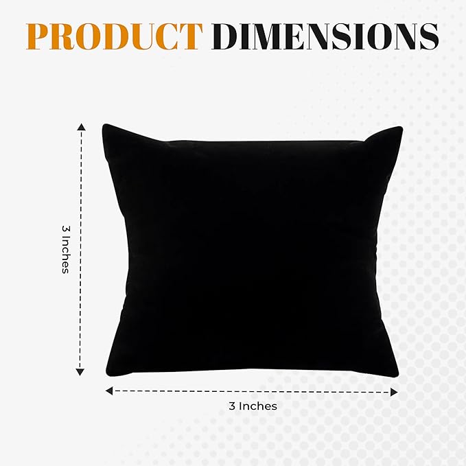 Novel Box 2 Pack Black Velvet Jewelry Display Watch Pillow 3x3 Inches - Bracelet Pillows for Easy Care & Soft Protection - Watch Cushion for Birthday, Valentine’s Day & Wedding Gift Displays