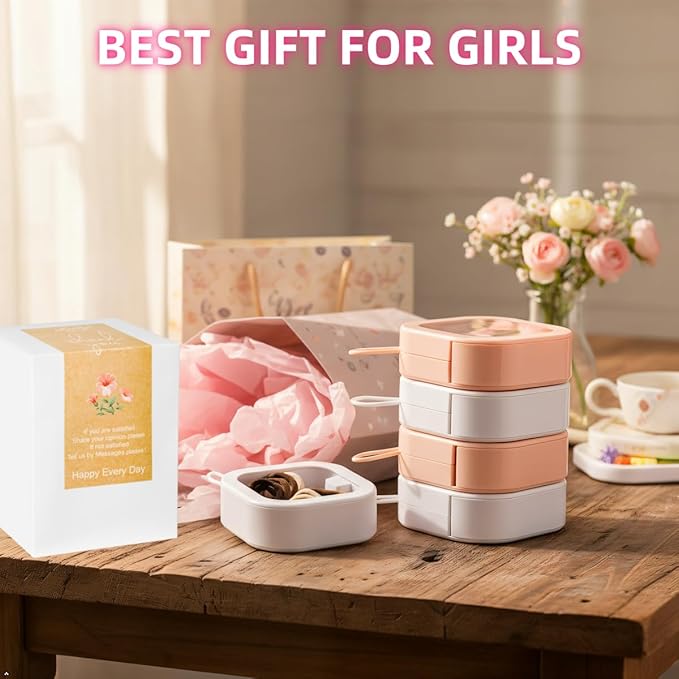 4pcs Hair Tie Organizer 3.74"x3.74",Small Portable Hair Tie Holder Organizer for Girls Travel, Baby Girl Hair Accessories Organizer for Hair Clips,Q-tips,Earrings,rings,Floss,(2Pink&2White)