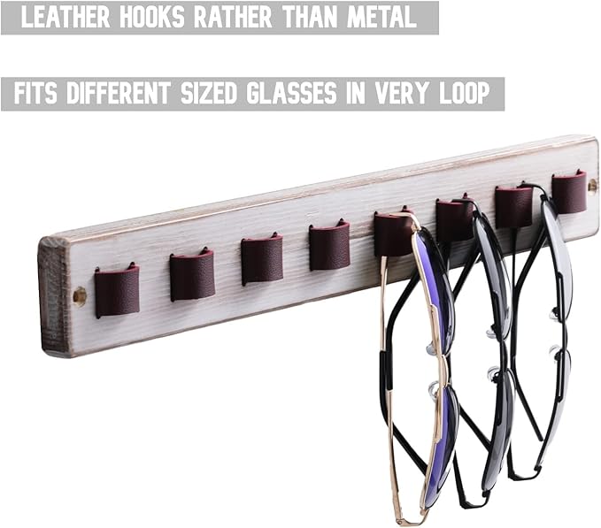 Sunglasses Organizer for Wall Rustic Home Decor Wood Eyeglass Display Farmhouse Wall Mounted Eyewear Rack Sunglass Holder for Multiple Glasses Unique Birthday Gifts for Dad Husband