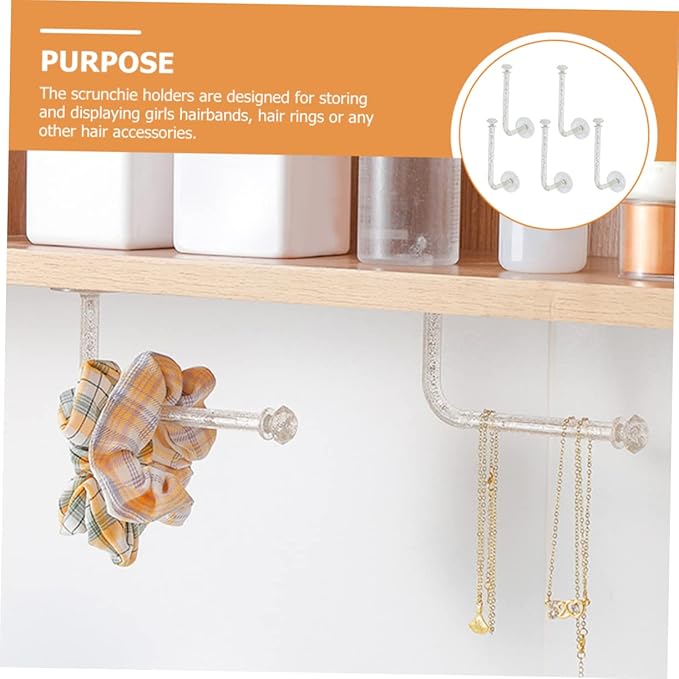 5 Pcs Hair Tie Storage Rack Stick Hair Accessory Organizer for Women Hairband Organizer Hair Tie Organizers Hair Tie Container Hair Accessories Holder Scrunchie Organizer Acrylic