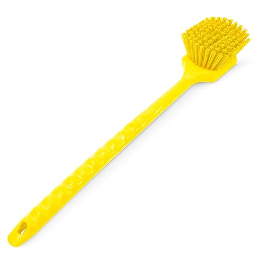 SPARTA 40501EC04 Plastic Large Scrub Brush, Kitchen Brush, Utility Brush With Long Handle For Cleaning, 20 Inches, Yellow