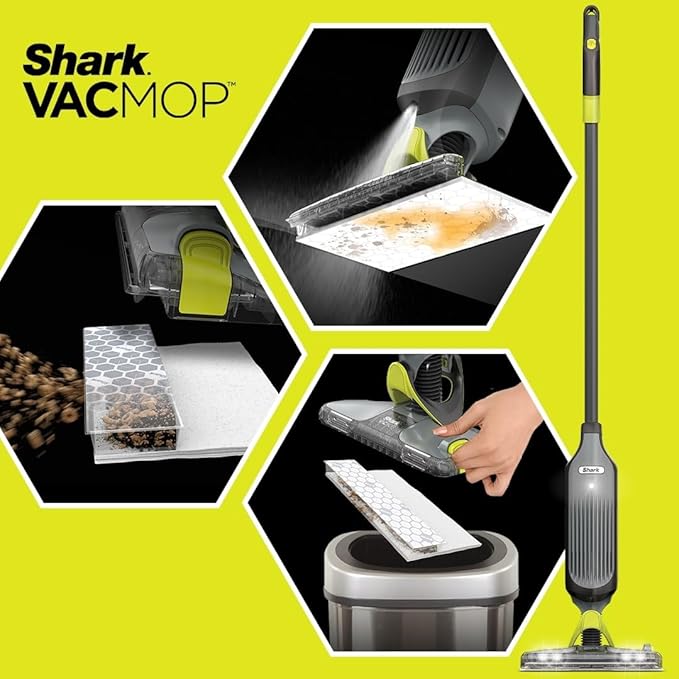 Shark VACMOP Disposable Hard Floor Pad Refills, Compatible with VM252 & VM180, No-Touch Disposal, for use on All Sealed Floors - Stone, Hardwood, Laminate & Tile, (46 Count Total), VMP46