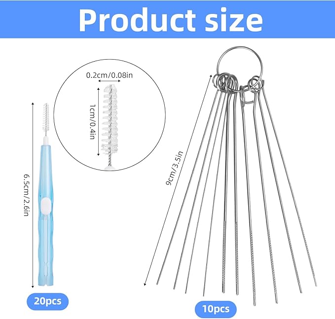 20pcs Shower Head Cleaner Brush & 10pcs Picks, Shower Head Cleaning Remover Brush Tool for Unclogging Unclogger Small Hole Tiny Mini Nozzle Pore Gaps Jewelry (4 Colors)