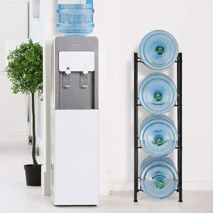 LIANTRAL Water Cooler Jug Rack, 5 Gallon Water Jug Holder Water Bottle Storage Rack, 5 gallon water bottle holder, water jug holder, 4 Tiers, Silver