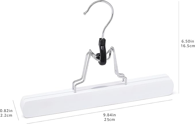 Amazon Basics Wooden Pants Hangers - White, (Pack of 60)