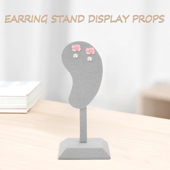 Homoyoyo Earring Holder Jewelry Display Rack Gray Velvet Earring Stand for Studs and Hoops Home Accessory Organizer Jewelry Showcase Photo Prop