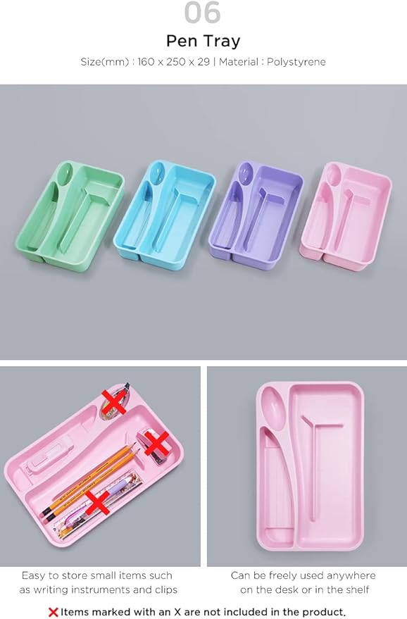 Pastel Desk Organizer Blue Set - 8-in-1 Multi-Functional Office Supply Organizer in 4 Colors | Includes File Holders, Trays, Pen Holders, and More
