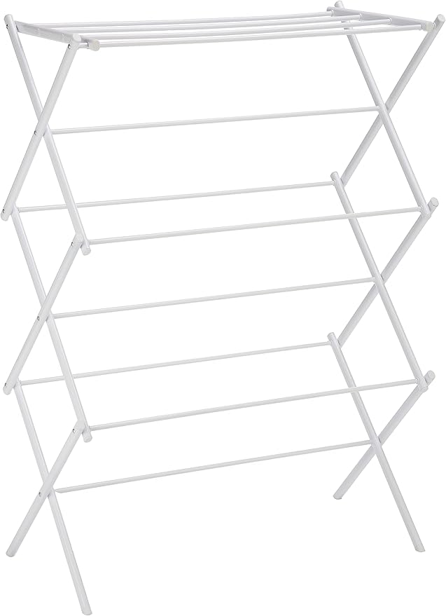 Amazon Basics Foldable Portable Clothes Drying Rack for Indoor Air Drying, Collapsible Design, 14.5" D x 29.5" W x 41.8" H, White