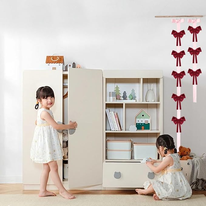 8PCS Bow Holder for Girls Hair Bows, Bow Hanger with Hooks, Hair Accessories Storage Organizer For Headbands