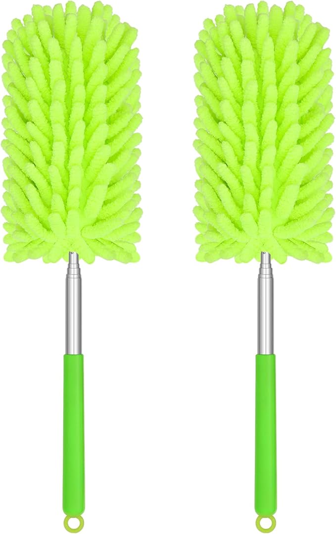 Mini Duster for Cleaning, 360° Bendable Hand Dusters with Extension Pole, Washable Small Duster for Car Interior, Office, Furniture
