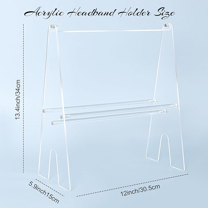 Headband Holder Headband Organizer, Acrylic Headband Holder Organizer, 2-Tier Clear Headband Display Stand, Headband Storage Rack for Girls and Women (Modern)