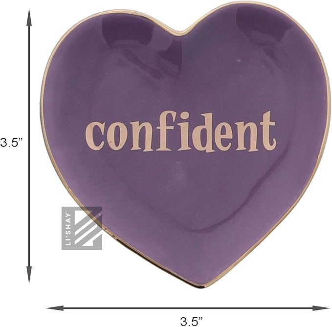 Li'Shay Motivational Heart-Shaped Trinket Jewelry Tray - Confident