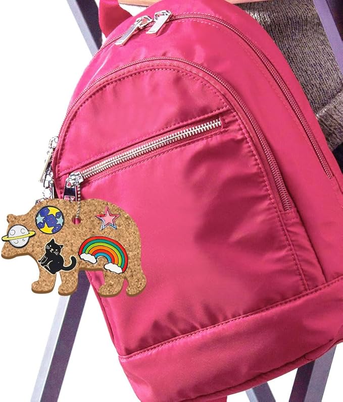 peacoblue 4Pcs Bear Enamel Pin Holder Display Board Collection with Key Chain for Bag, Backpack 4.7" x 3.1", Pins Display Frame Organizer Storage to Show Unique Styles for Student, Male, Female