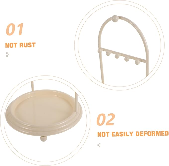 SAFIGLE Jewelry Storage Hanger Keeper Small Jewelry Stand Earrings Organizer Necklace Display Bracelet Hanging Ring Display Holders Hair Accessories for Necklace Standing Abs Beige