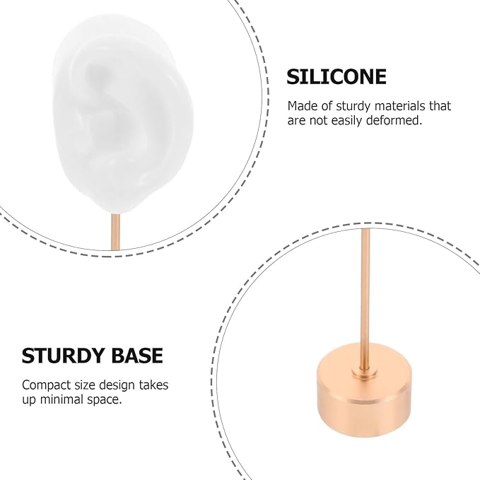 Ciieeo Silicone Ear Shape Earring Holder Left Ear Jewelry Display Stand for Studs Organizer Market Stall Display Jewelry Store Counter Accessory Organizer