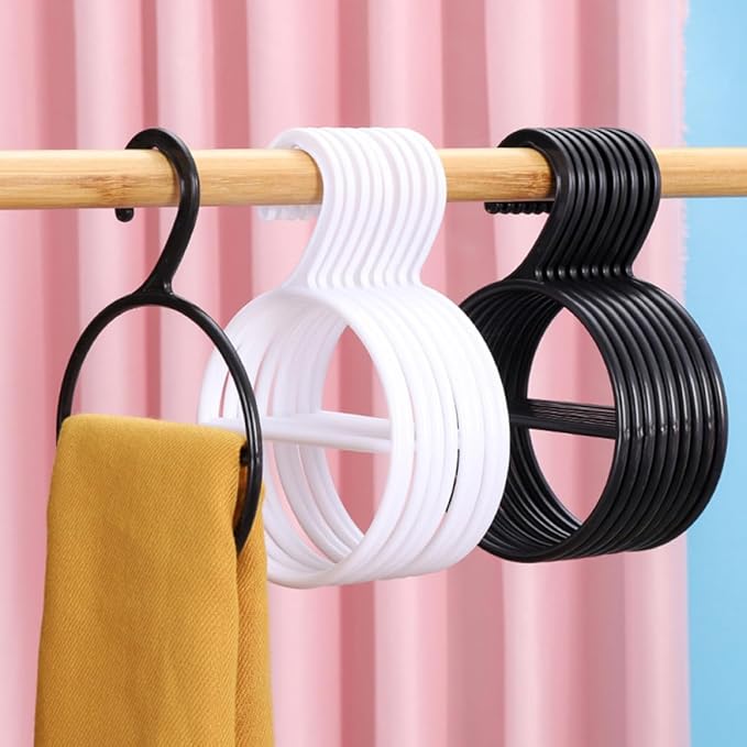 Multi-Functional Tie Hanger and Belt Holder Closet Organizer, Black Scarf Hanging Ring Rack for Wardrobe Storage, Space-Saving 10pcs Accessory Organizer
