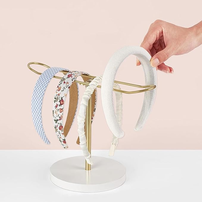 Heaband Holder Organizer Metal Claw Clip Organizer Holder, Headband Storage Display Stand Hair Accessories Organizer for Hair Ropes Bangles and Bracelets Golden