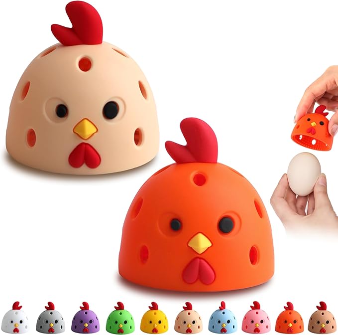 Egg Brush Cleaner, Egg Cleaner Scrubber for Fresh Eggs, Cute Chick Shaped Silicone Egg Washer, Reusable Multipurpose Washing Egg Tool for Fruits and Vegetables(Beige/Orange)
