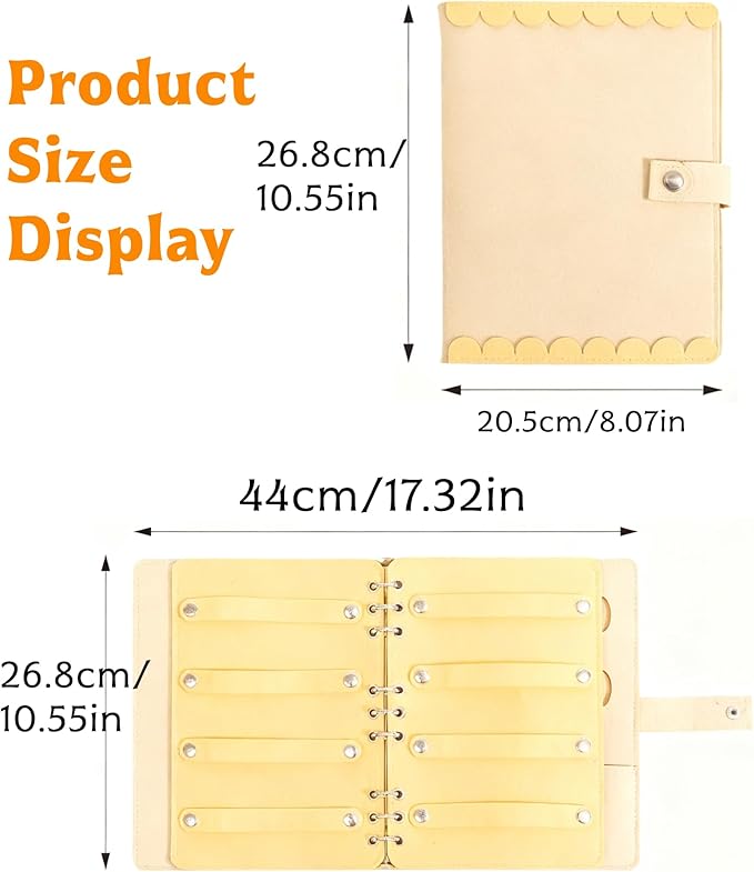 Felt Hair Accessories Organizer with 2 Inner Pages, Large Capacity Travel Book-Style Holder for Hair Clips, Headbands, Barrettes（Yellow）