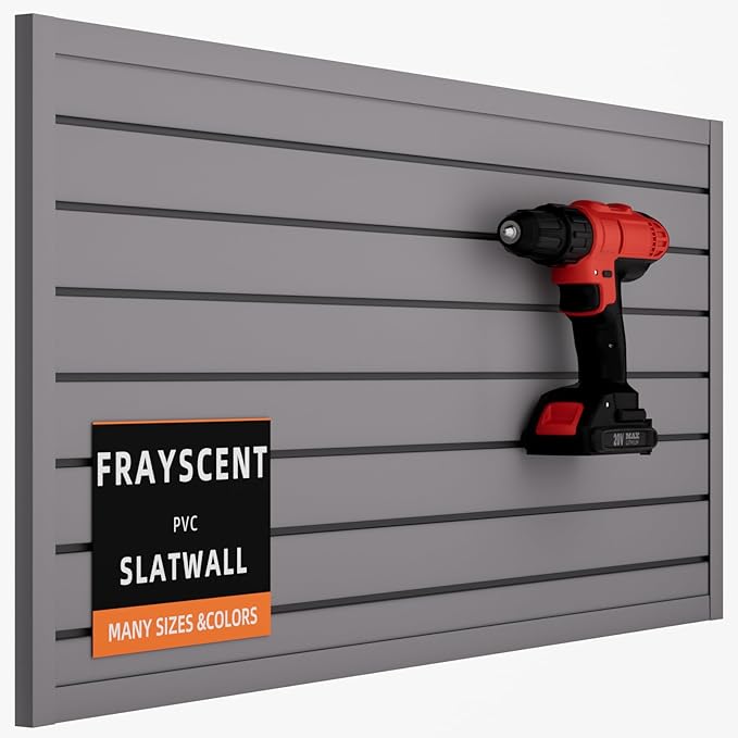 Slat Wall Paneling Garage Slat Wall Storage Systems, Slatwall Panels 4x2 ft PVC Wall Panels Grey Slatwall Garage Storage & Organization Products