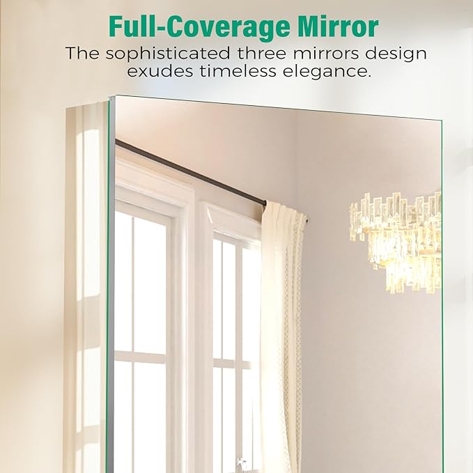 20 x 26 Inch Medicine Cabinet Mirror,Bathroom Mirror Cabinet with Adjustable Shelves,Aluminum Silver Medicine Cabinets for Bathroom,Recessed or Wall Mounted Medicine Cabinets