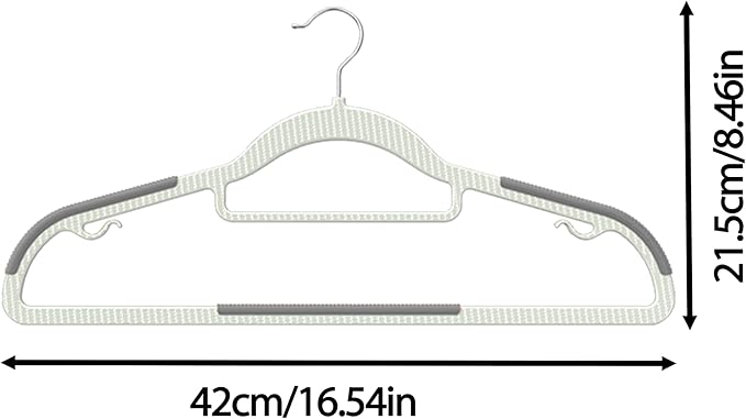 60 Pack Heavy Duty Plastic Hangers, Non Slip Clothes Hangers with Rubber Pads and 360° Hook - Thin Space Saving Hanger, Closet Organizer for Shirt, Pants, Suit, Skirt,Coat - Gray