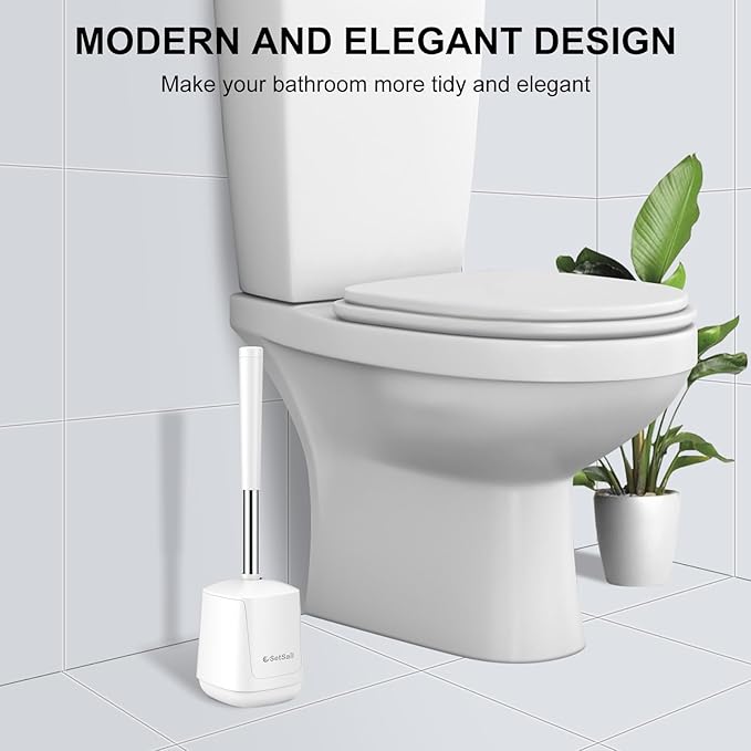 SetSail Toilet Brush 4 Pack Toilet Bowl Brush and Holder Toilet Cleaner Brush with Nylon Bristles Ventilated Toilet Brushes for Bathroom with Holder for Toilet Scrubber Cleaning, Pure White