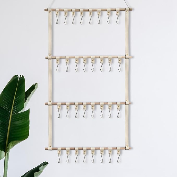 HouseVibe Headband Storage Clip Organizer for Hair Accessories and Bows, Hair Claw Clip Holder, Wall Mounted or Drawer Organizer for Barrettes, Scrunchies, Jewelry- Beige