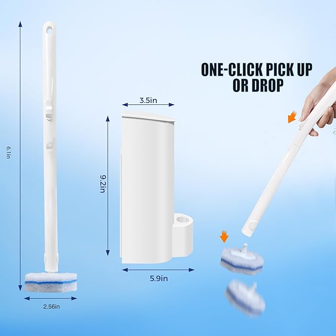 Disposable Toilet Brush and Holder Set, Toilet Bowl Wand Starter kit-1 Toilet Brush Wand, 1 Storage Caddy&70 Pre-Filled Cleaning Refills for deep Cleaning Toilet, Mess-Free Bathroom Cleaning Tool.