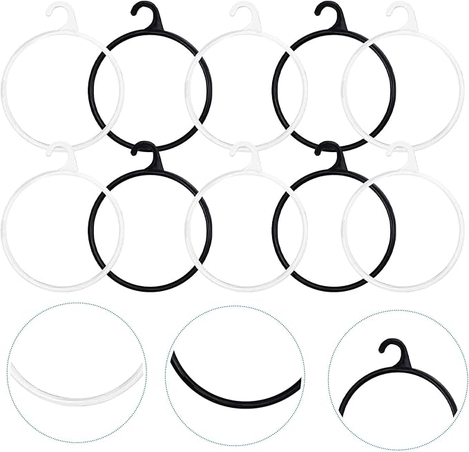 40pcs Scarf Hanger Rings Set Plastic Clothes Holding Rings Scarf Rack Organizer for Closet Storage and Necktie Hanging, Black, Space-Saving Accessory Organizer