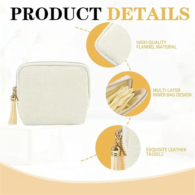 Jewelry Zippered Pocket Case Travel Jewelry Bag Portable Organizer, Dustproof Storage Bag with Tassels and Zipper (Dark Purple)