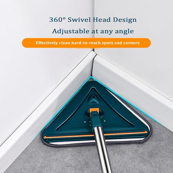 Wall Cleaner Mop with Long Handle 360° Wall Mop Triangle Mops for Floor Cleaning Baseboard Cleaner Tool with 5 Microfiber Duster Pads Dust Washer Cleaning Tools for Walls Windows Ceiling Fan