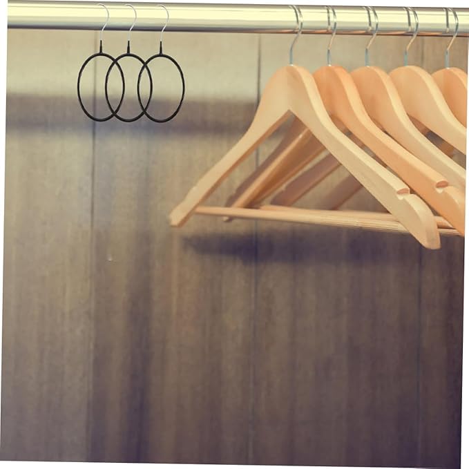 10pcs Heavy-Duty Scarf Hangers and Belt Hanger Set Black Iron Scarf Organizer Rings for Closet Storage Tie Holder Organizer and Accessories