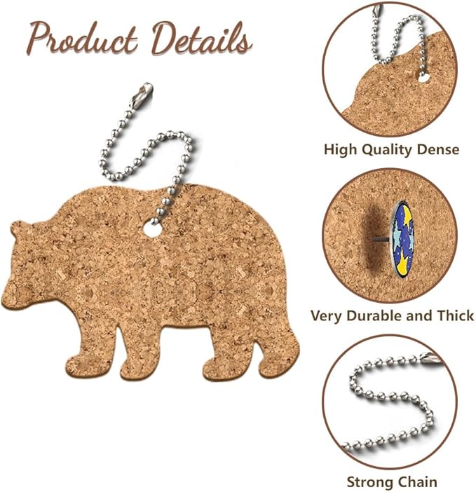 peacoblue 4Pcs Bear Enamel Pin Holder Display Board Collection with Key Chain for Bag, Backpack 4.7" x 3.1", Pins Display Frame Organizer Storage to Show Unique Styles for Student, Male, Female