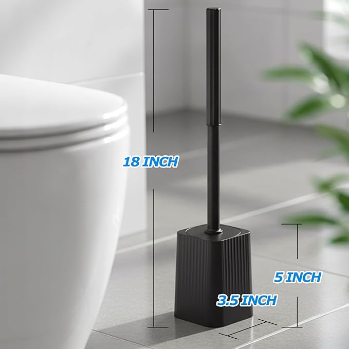 2Pack Toilet Bowl Brush and Holder Set - Toilet Scrubber Brush,Cleaning Brush,Bathroom Decor,Household Essentials,Cleaning Supplies,Home Essentials,Black